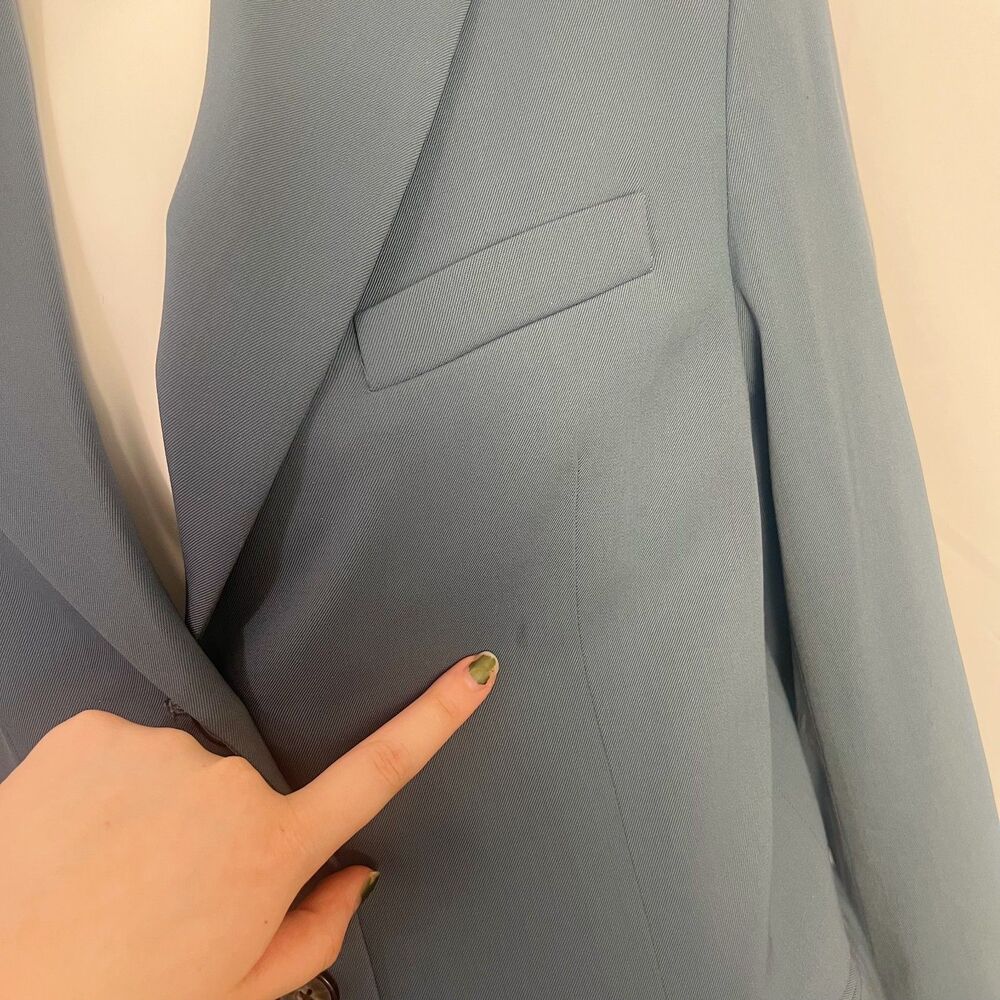 Everlane Wool Oversized Blazer 80s Style Dusty Blue Women's Size 6 - Picture 7 of 8